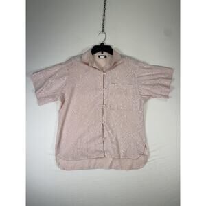 Caliché Shirt Mens Small Pink Floral Hawaiian Short Sleeve Button Up Rayon